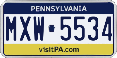 PA license plate MXW5534