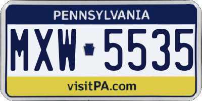 PA license plate MXW5535