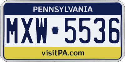 PA license plate MXW5536