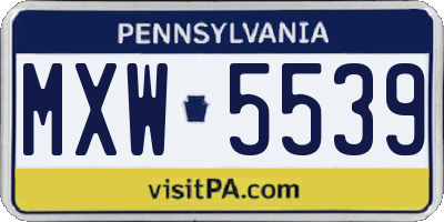 PA license plate MXW5539