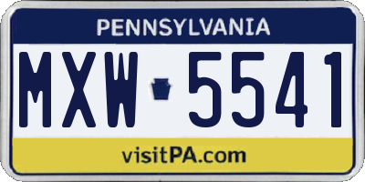 PA license plate MXW5541