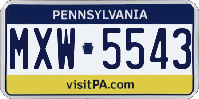 PA license plate MXW5543