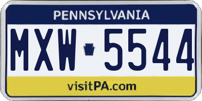 PA license plate MXW5544