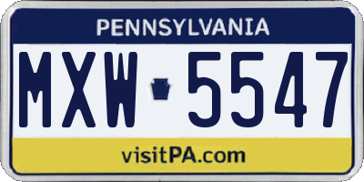PA license plate MXW5547