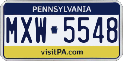 PA license plate MXW5548