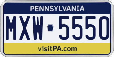 PA license plate MXW5550