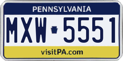 PA license plate MXW5551