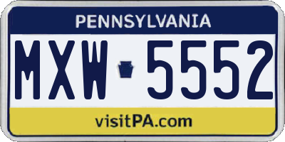 PA license plate MXW5552