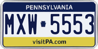 PA license plate MXW5553