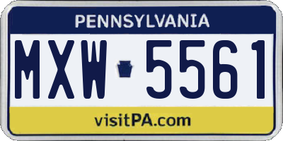 PA license plate MXW5561