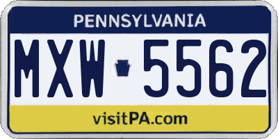 PA license plate MXW5562