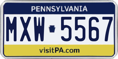 PA license plate MXW5567