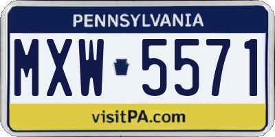 PA license plate MXW5571