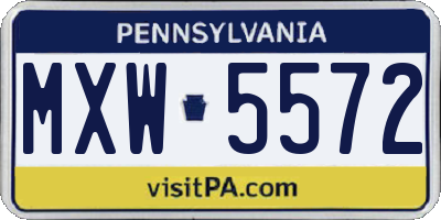 PA license plate MXW5572