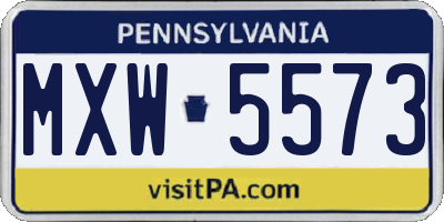 PA license plate MXW5573