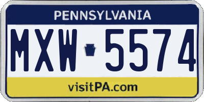 PA license plate MXW5574