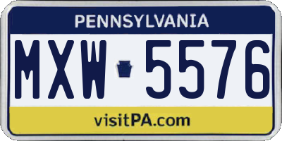 PA license plate MXW5576