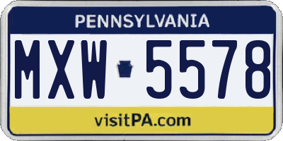 PA license plate MXW5578