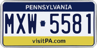 PA license plate MXW5581