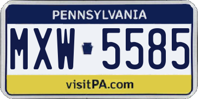 PA license plate MXW5585