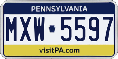 PA license plate MXW5597