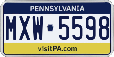 PA license plate MXW5598