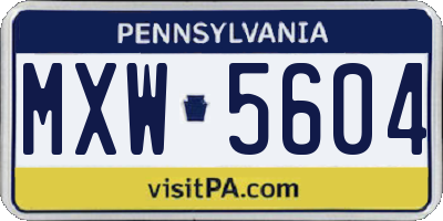 PA license plate MXW5604