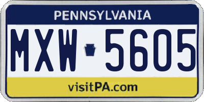PA license plate MXW5605