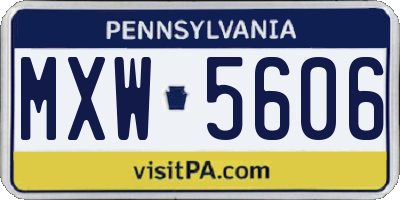 PA license plate MXW5606