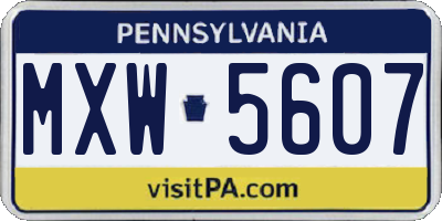 PA license plate MXW5607