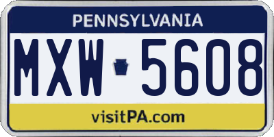 PA license plate MXW5608