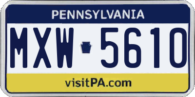 PA license plate MXW5610