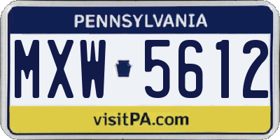 PA license plate MXW5612