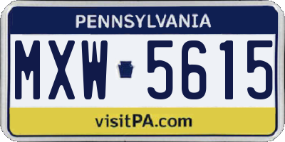 PA license plate MXW5615