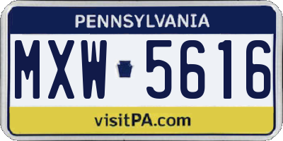 PA license plate MXW5616