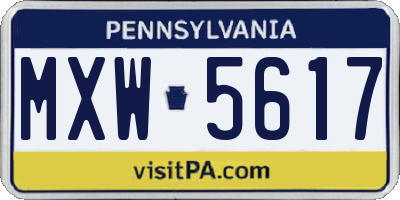 PA license plate MXW5617