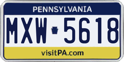 PA license plate MXW5618