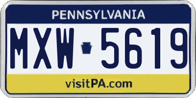 PA license plate MXW5619