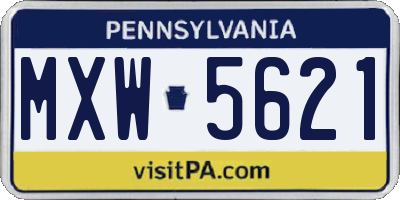 PA license plate MXW5621