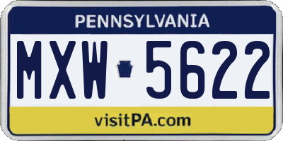 PA license plate MXW5622