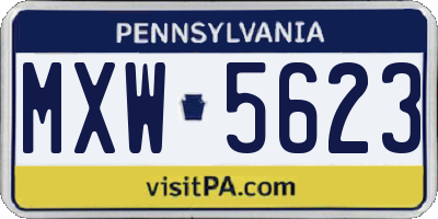 PA license plate MXW5623