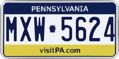 PA license plate MXW5624