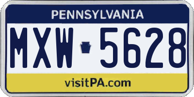 PA license plate MXW5628