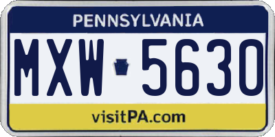PA license plate MXW5630