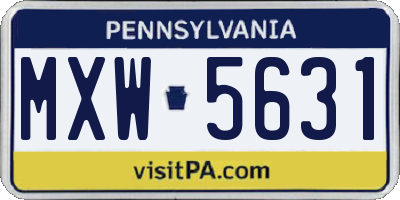 PA license plate MXW5631