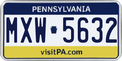 PA license plate MXW5632