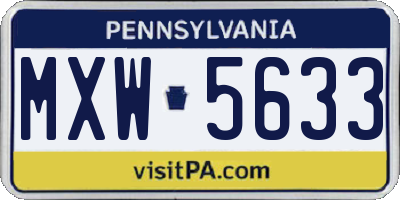PA license plate MXW5633