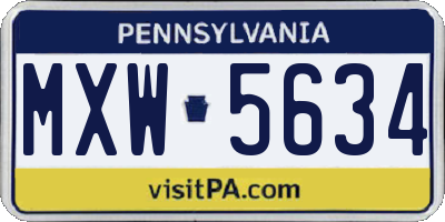 PA license plate MXW5634