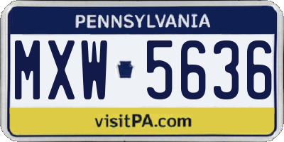 PA license plate MXW5636