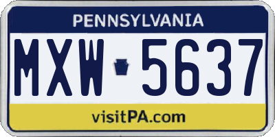 PA license plate MXW5637